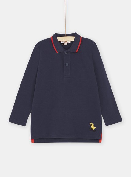 Παιδική Μακρυμάνικη Μπλούζα για Αγόρια Navy Blue Polo Dino - ΜΠΛΕ