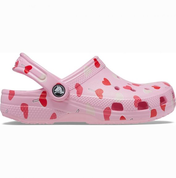 Crocs Crocband Βρεφικά Σαμπό Pink Hearts - ΠΟΛΥΧΡΩΜΟ